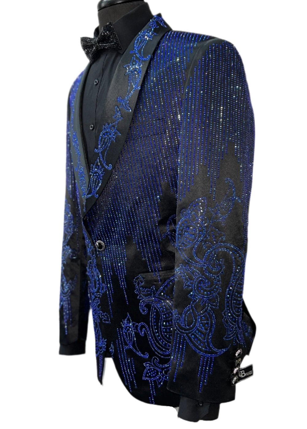 Barocoo SB451-BM Black & Royal Rhinestone Embellished Blazer