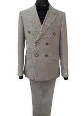 Giovanni Testi Brown & White Checkered Rhinestone GT6DB-6105-BRW Suit