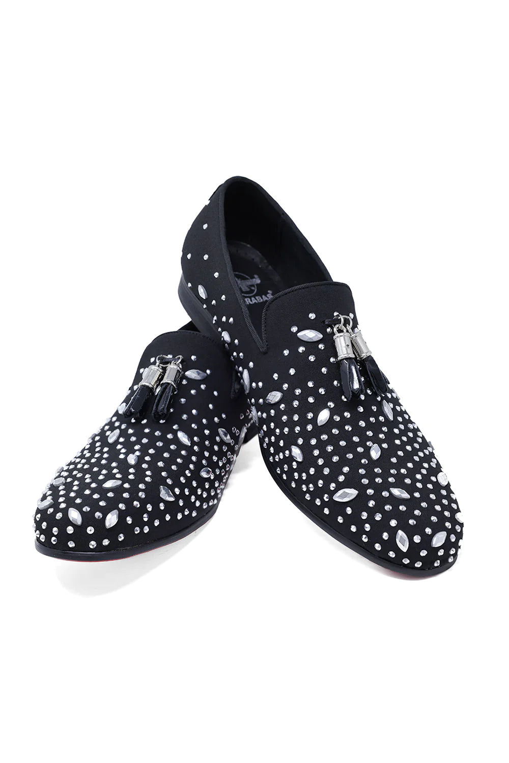 Barabas Black & Silver Rhinestone Formal Slip On Loafer 