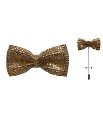 Gold Studded Bow Tie & Lapel Pin