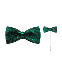 Emerald Studded Bow Tie & Lapel Pin