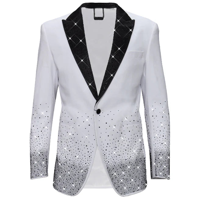 Barocco SB436-W White & Black Rhinestone Blazer