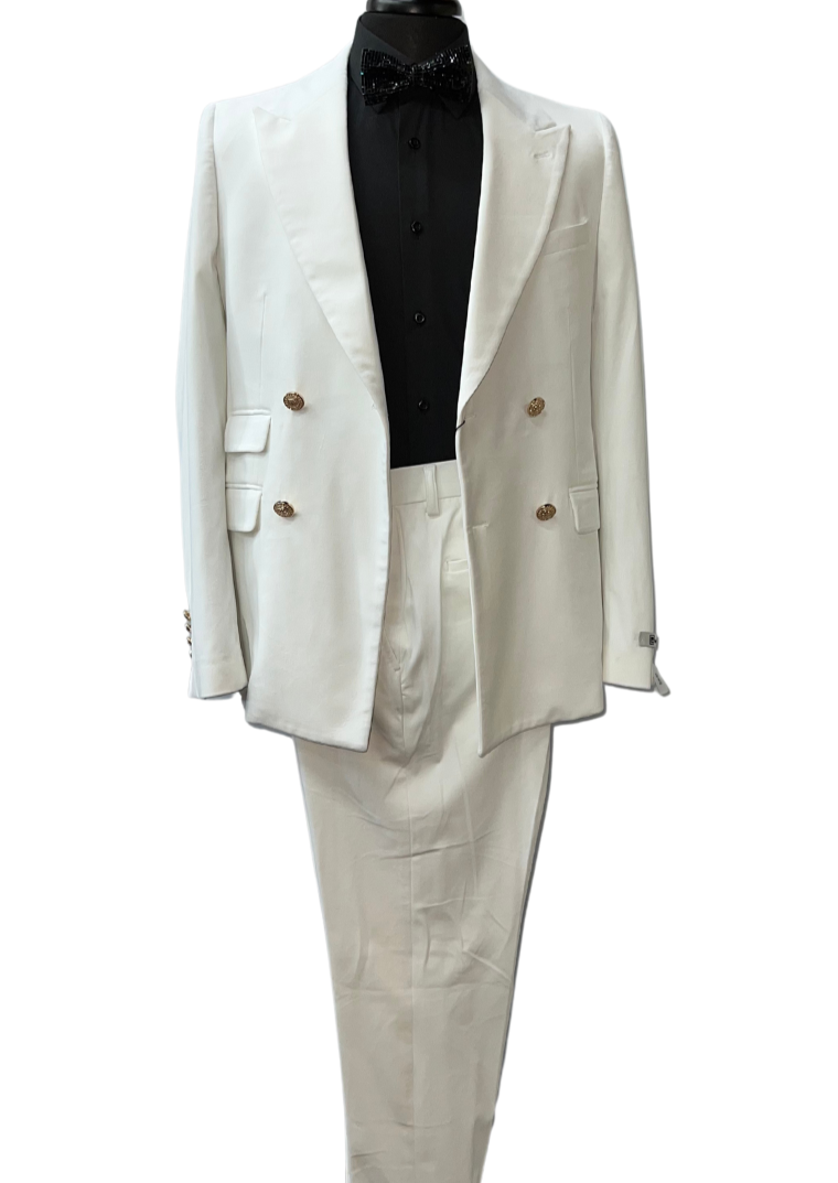 Giovanni Testi white velvet ﻿double breasted suit