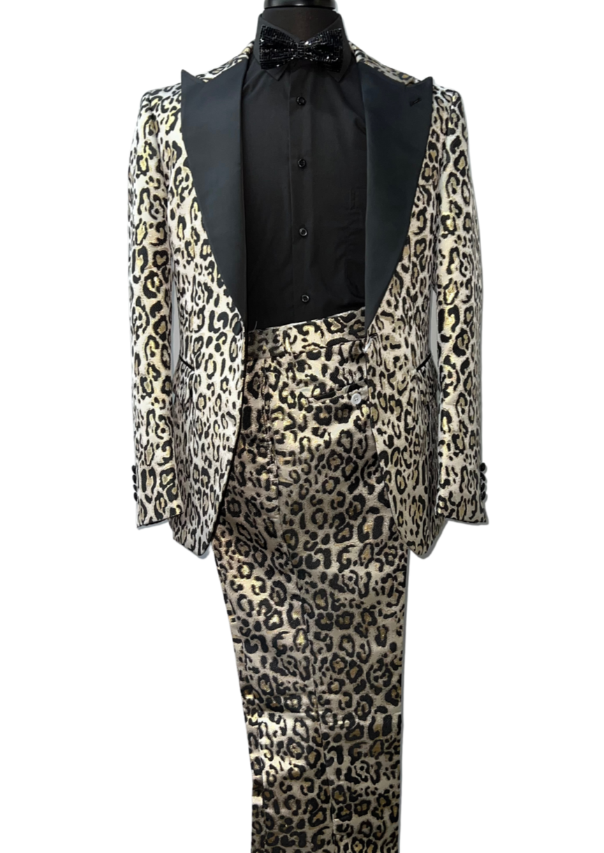 Biarelli Leopard Print Formal Suit