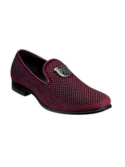 Stacy Adams Burgundy Swagger Studded Slip On Loafer