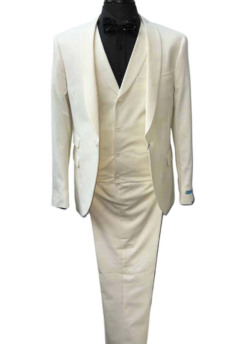 Malone Three Piece Standard Ivory Suit