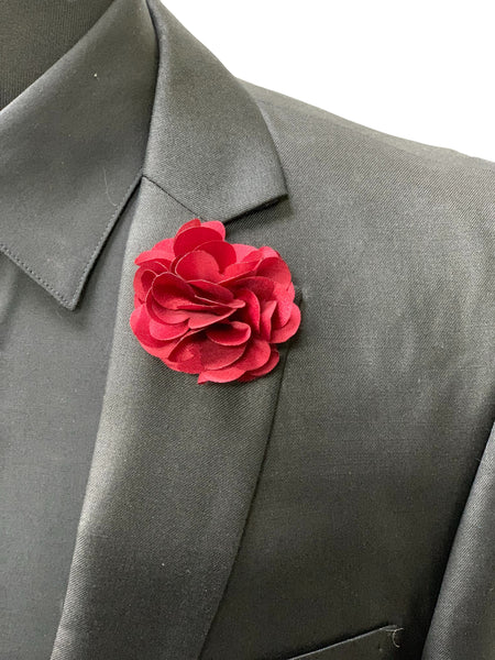 Mensuits Burgundy Flower Lapel Pin