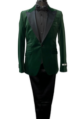 Giovanni Testi Formal Green & Black Velvet Suit