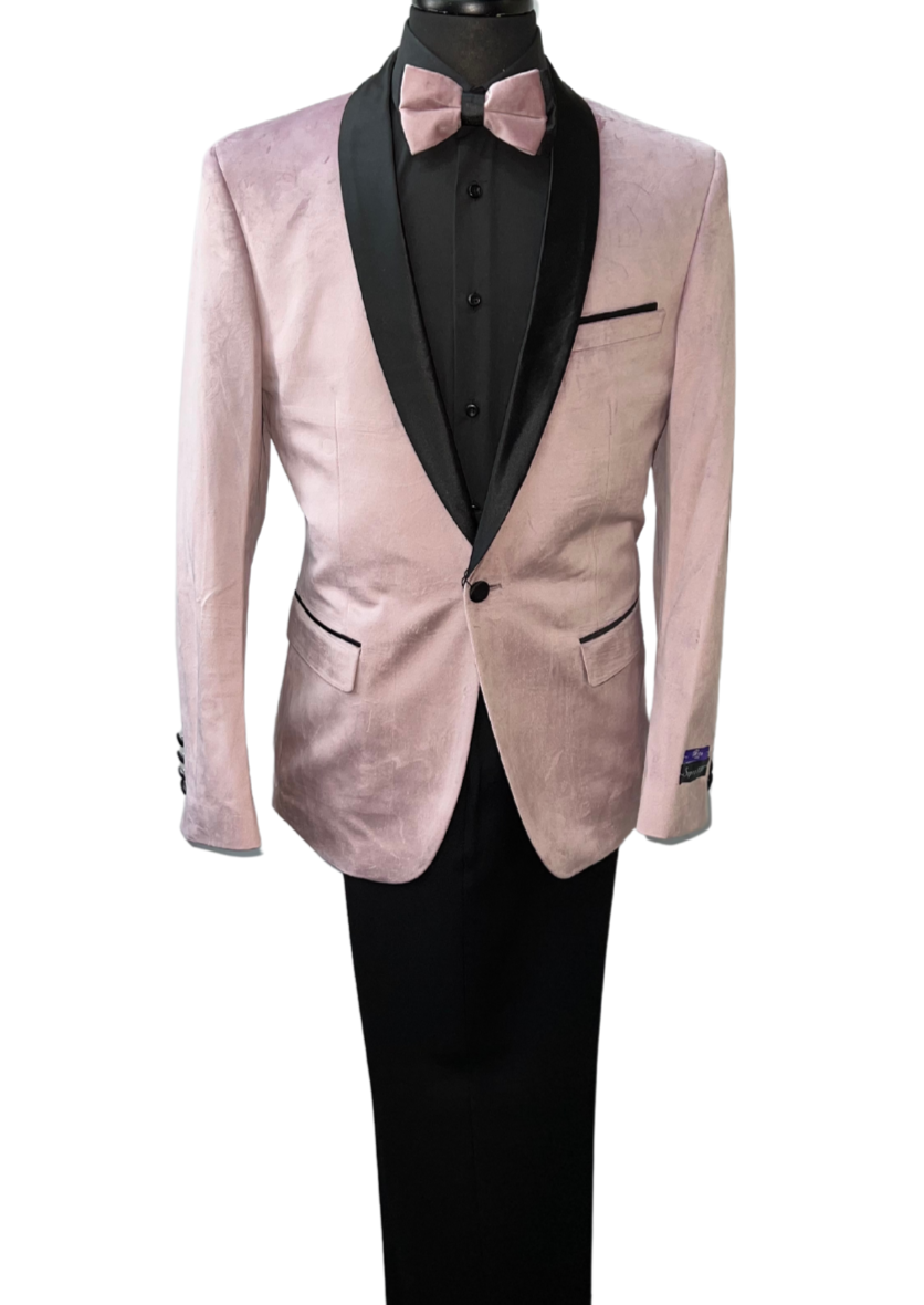 Retro Paris Pink & Black Velvet Suit 