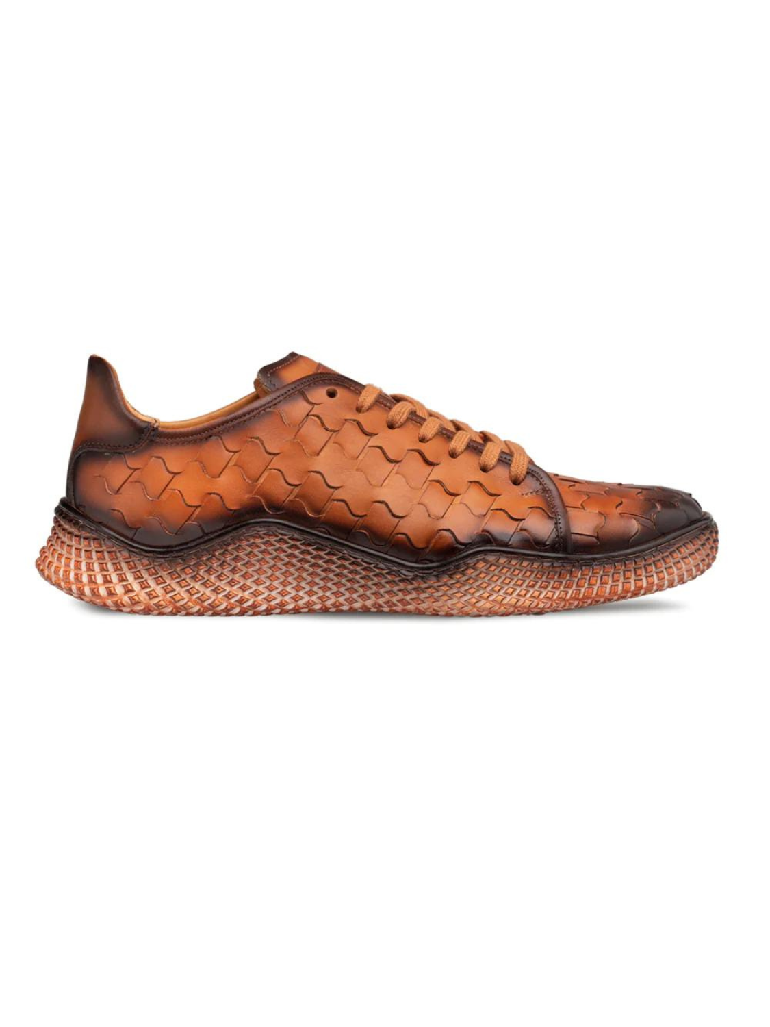 Mezlan Cognac Woven Leather Sneaker
