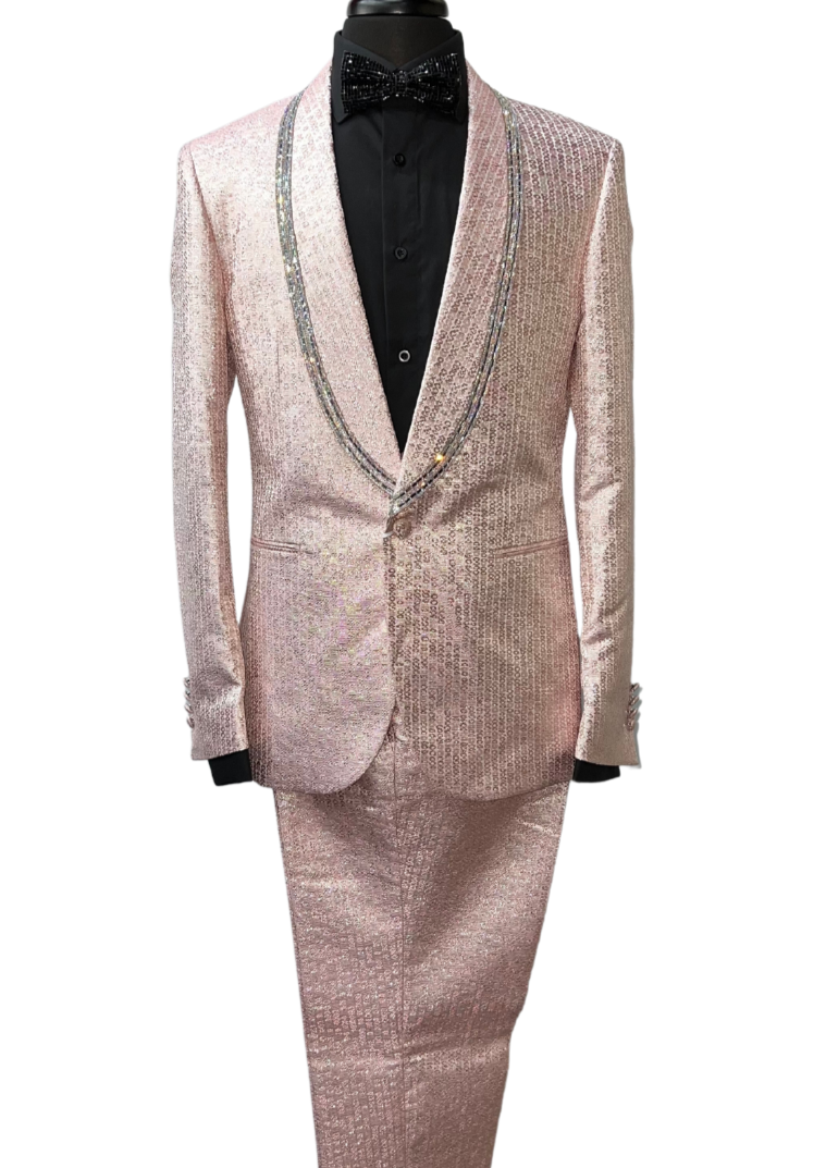 Biarelli Light Pink Embellished Formal Blazer