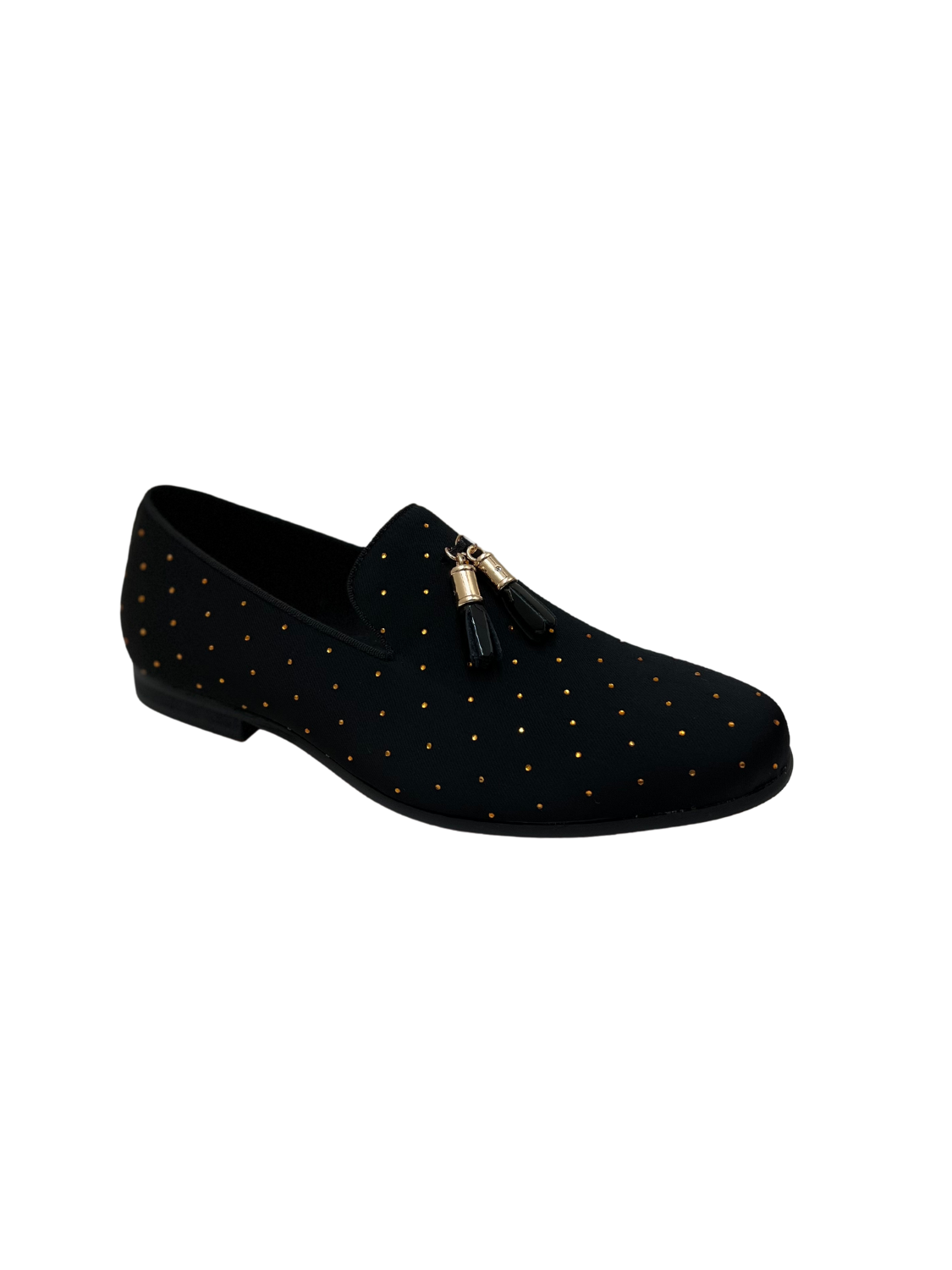 Barabas Black & Gold Rhinestone Formal Slip On Loafer