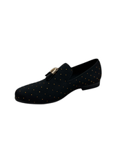 Barabas Black & Gold Rhinestone Formal Slip On Loafer