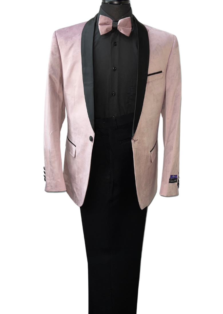 Retro Paris Pink & Black Velvet Suit