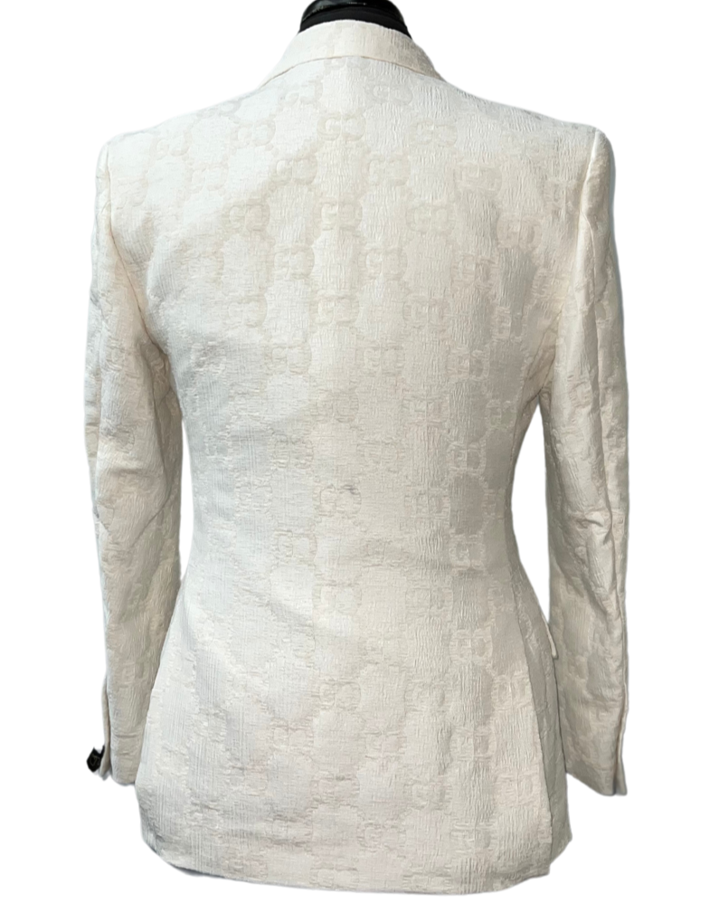 Barabas Blazer Cream Contrasting G-Print Design