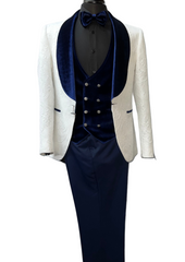 Quesste Navy Blue & White Turkish Suit