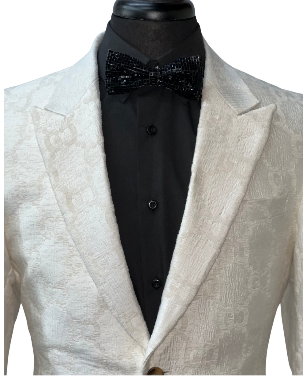 Barabas Blazer Cream Contrasting G-Print Design