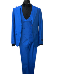 Tazzio Royal Blue Double Breasted 3-Piece Suit