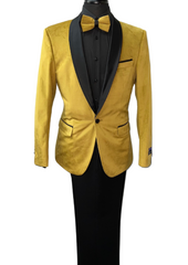 Retro Paris Yellow & Black Velvet Suit 