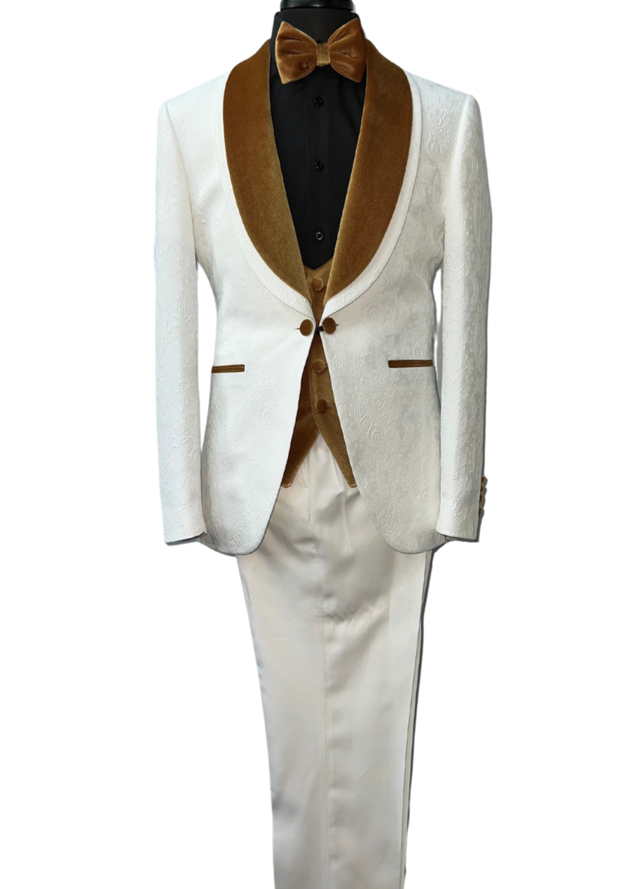 Quesste Off-White & Gold Turkish Suit 