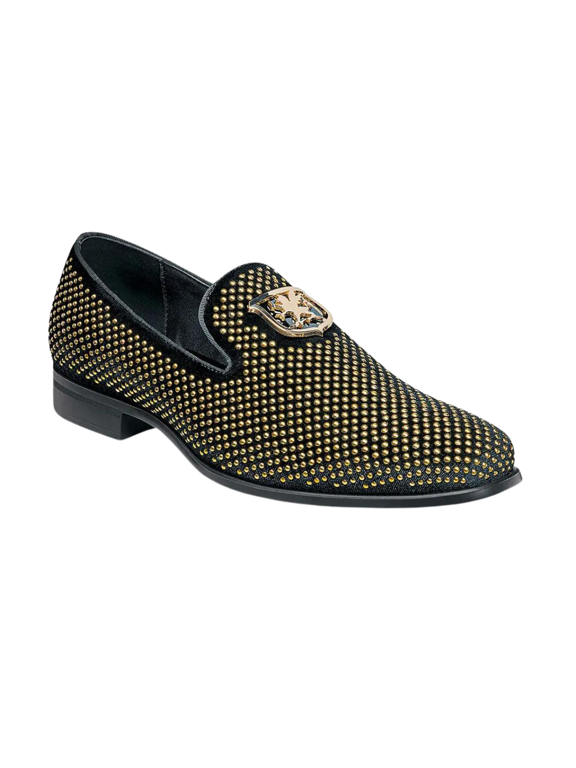 Stacy Adams Black & Gold Swagger Studded Slip On Loafer