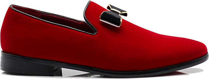 St. Patrick Red & Gold Velvet Bow Sparko Loafer