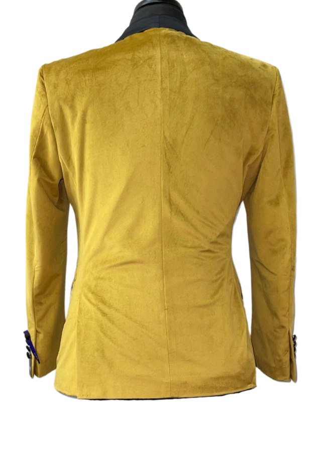 Retro Paris Yellow & Black Velvet Suit