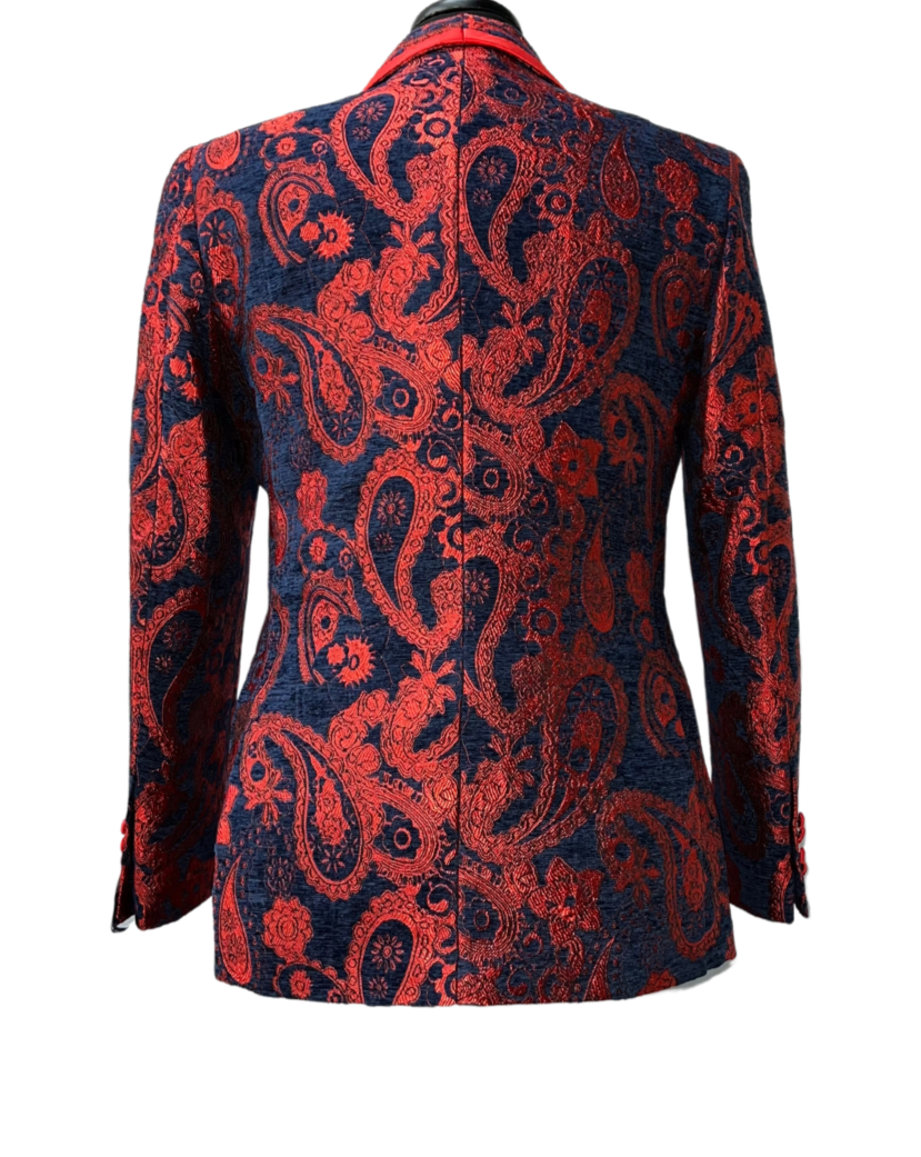 Barabas Navy & Red Barabas Ornamental textile design Blazer