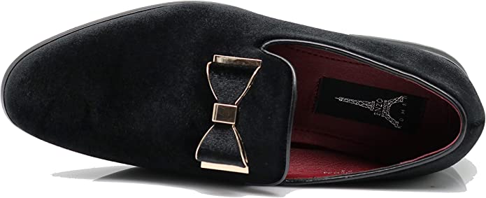 St. Patrick Black & Gold Velvet Bow Sparko Loafer