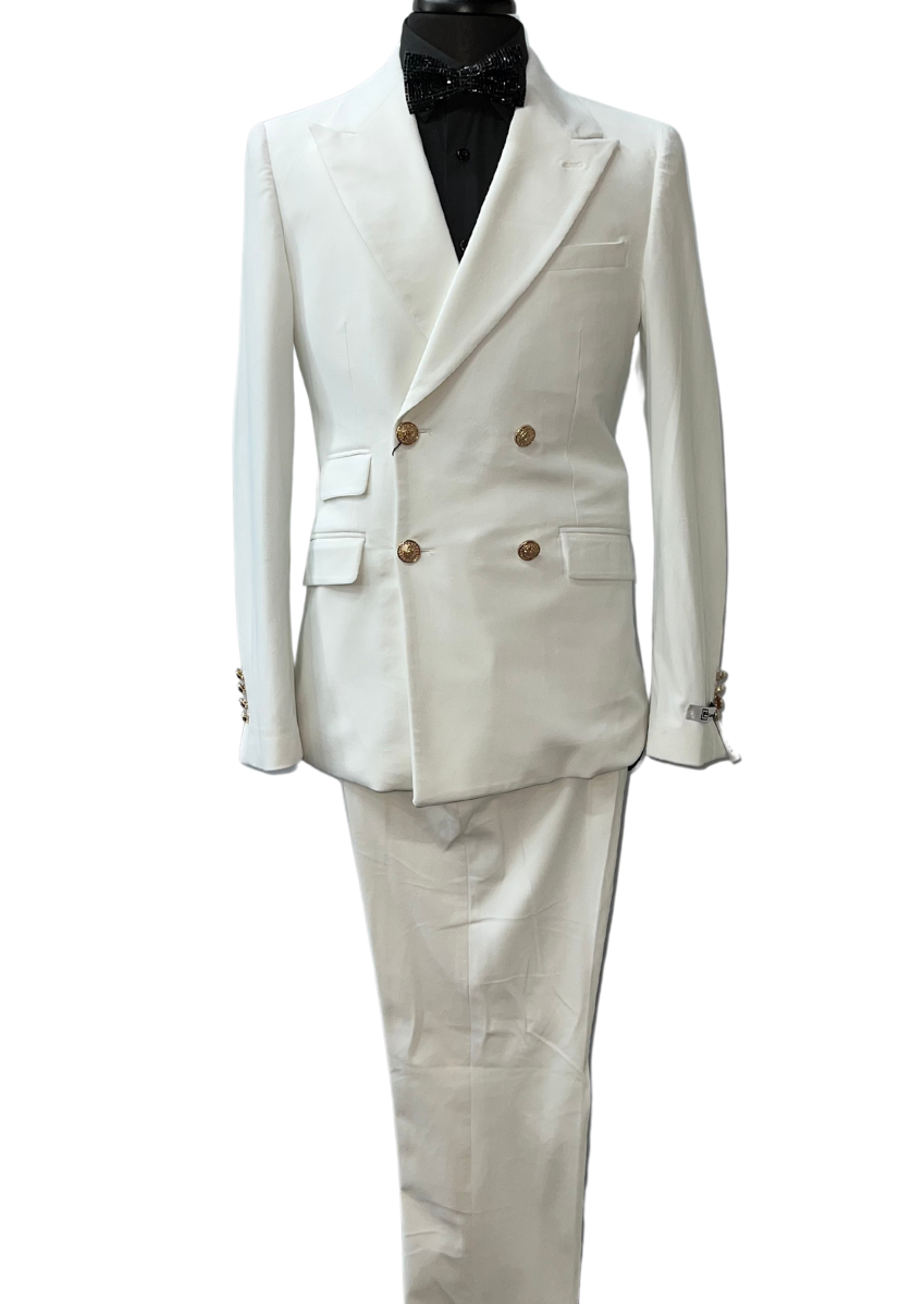 Giovanni Testi white velvet ﻿double breasted suit