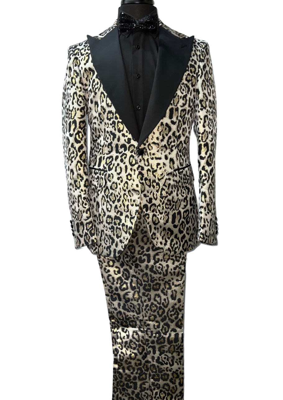 Biarelli Leopard Print Formal Suit