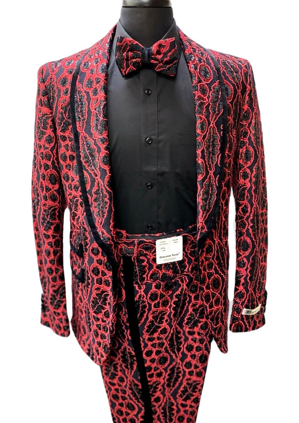 Giovanni Testi Black & Red Pattered Suit