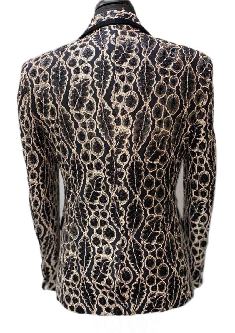 Giovanni Testi Black & Tan Pattered Suit