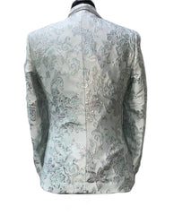 Biarelli Mint & Silver Floral Embossed Pattered Suit