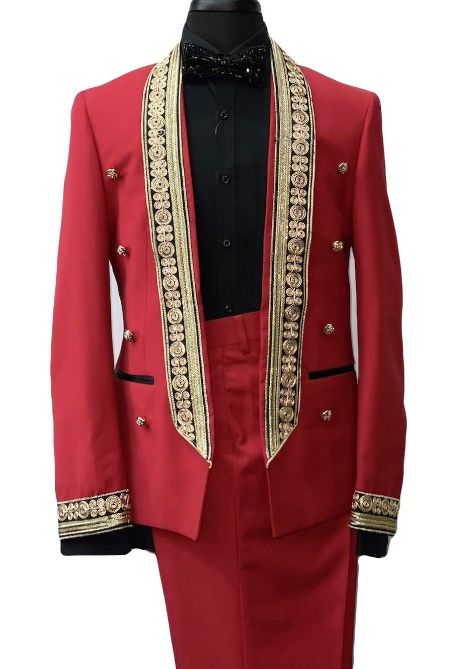Biarelli Red & Gold Formal Suit