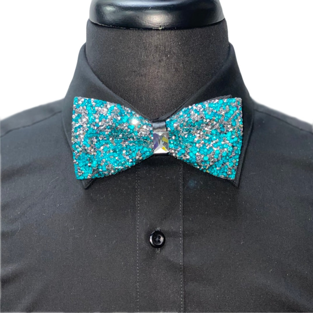 Teal & Silver Studded Bow Tie