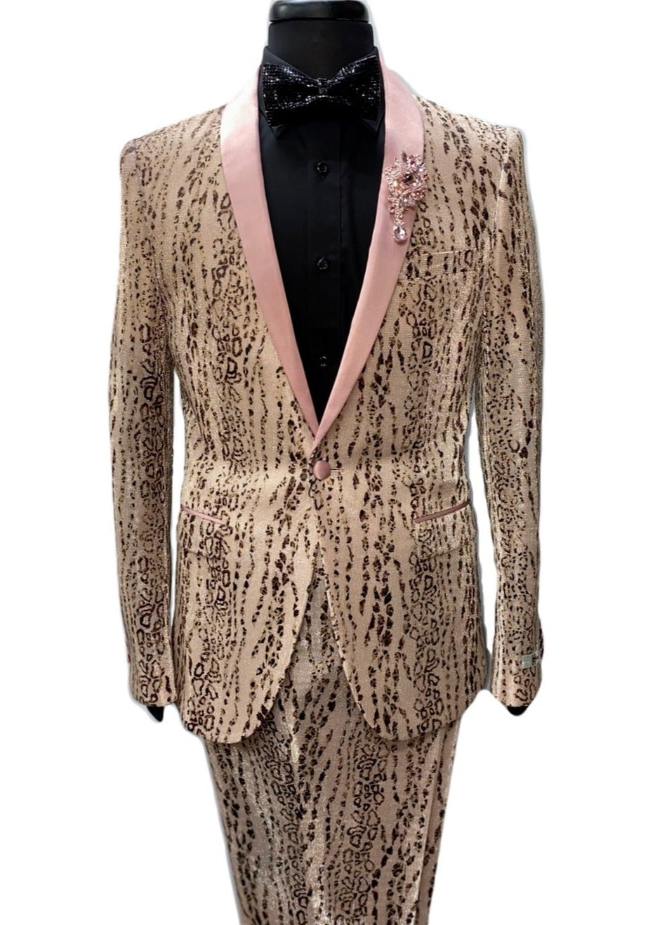 Giovanni Testi Nude & Pink Cheetah Print Suit 