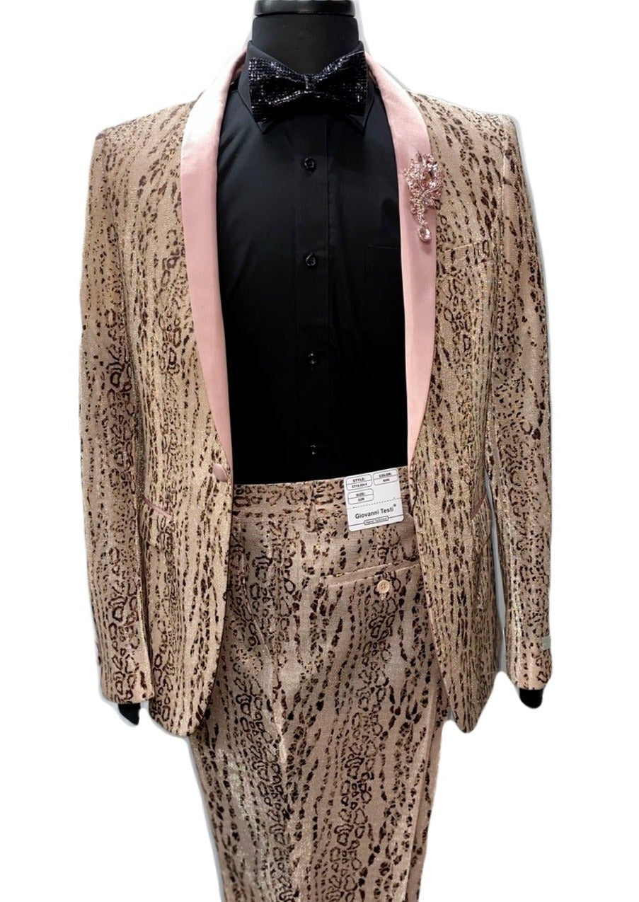 Giovanni Testi Nude & Pink Cheetah Print Suit