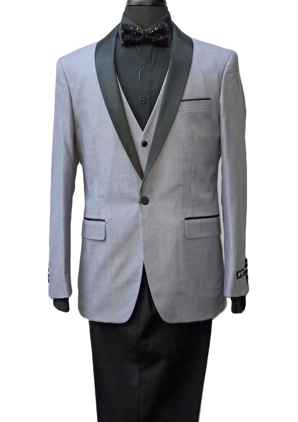 Imani Uomo Grey & Black Contrasting Suit