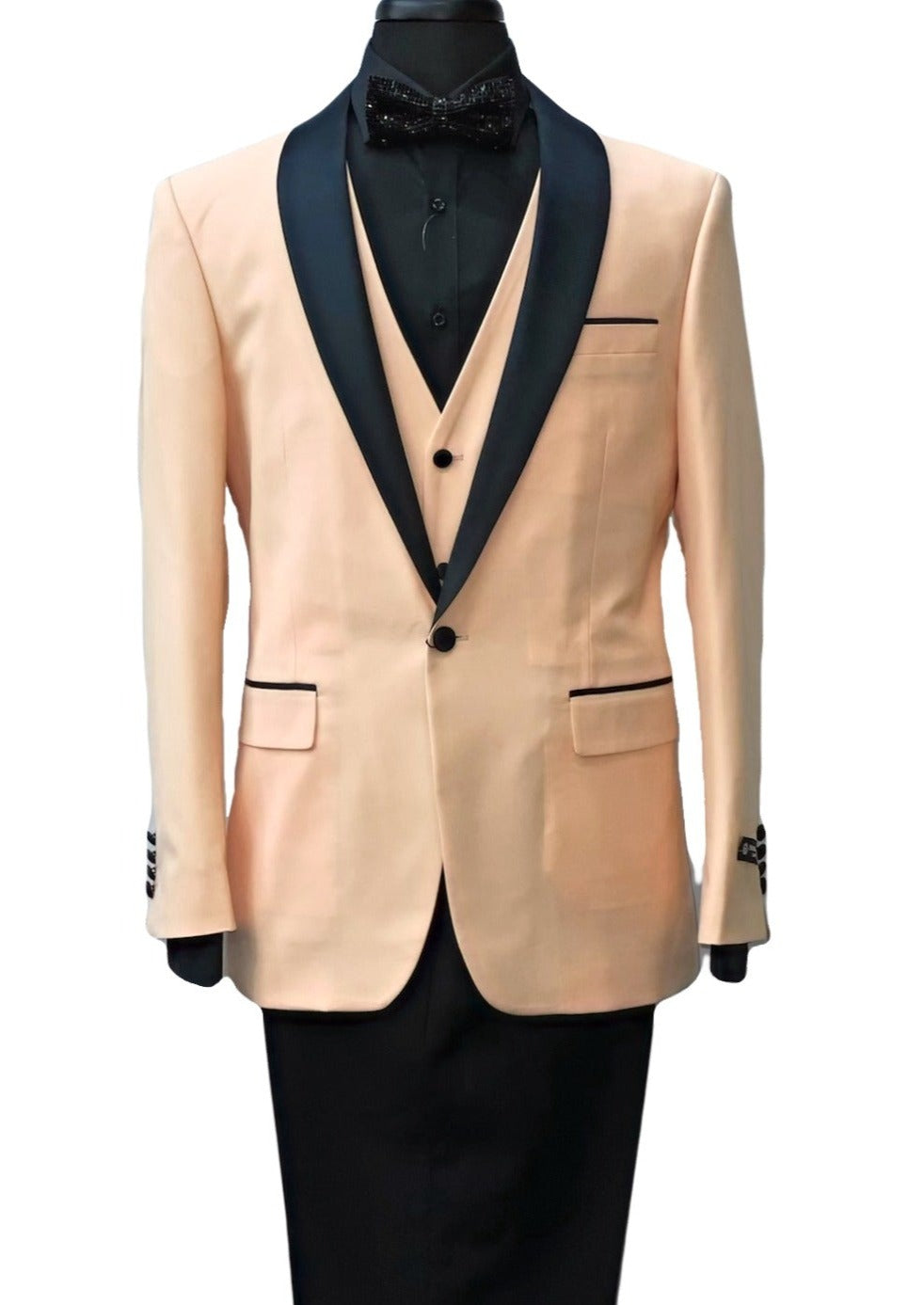 Imani Uomo Peach & Black Contrasting Suit