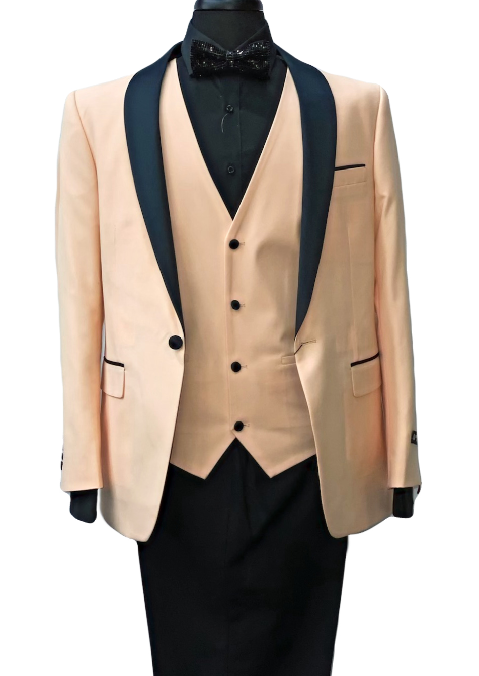 Imani Uomo Peach & Black Contrasting Suit