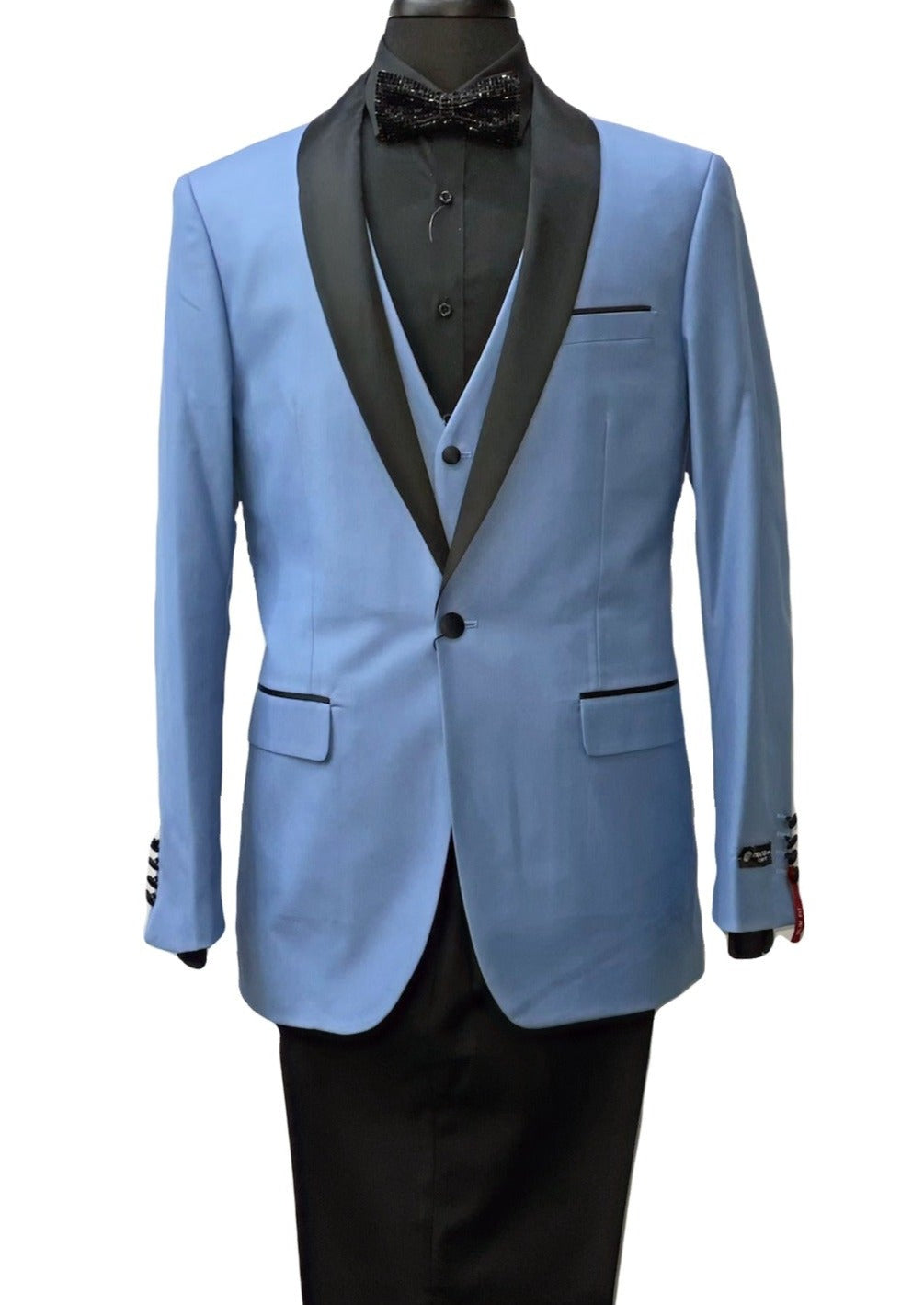 Imani Uomo Blue & Black Contrasting Suit