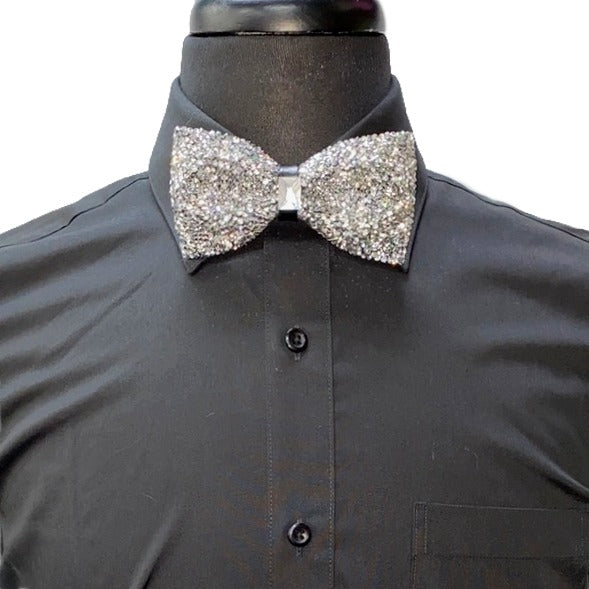 Silver Embellished Rhinestone Bow-Tie
