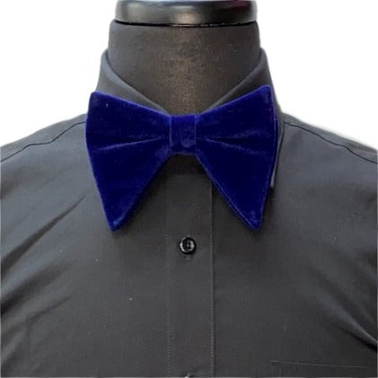 Navy Blue Velvet Long Bow Tie & Pocket Square