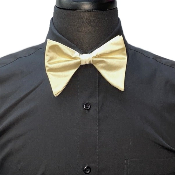 Ivory Satin Long Bow-Tie & Pocket Square
