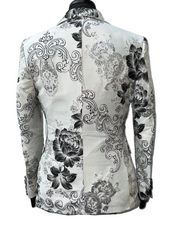 Kent & Park White & Black Floral Design Suit