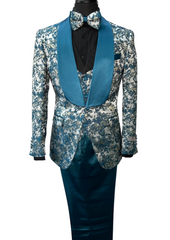 Kent & Park 3-Piece Teal Tuxedo Style Suit