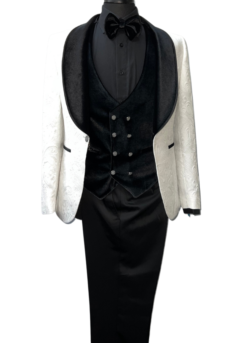 Quesste White & Black Turkish Suit