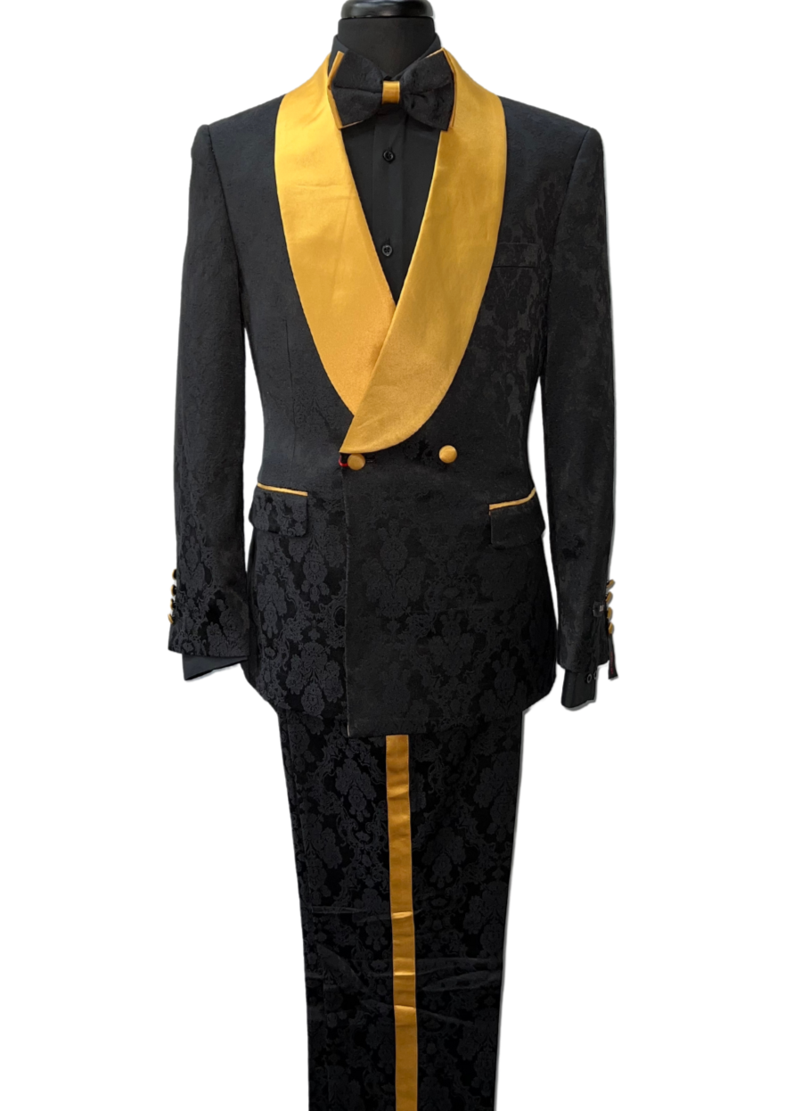 Tazzio Black Damask Pattern Suit