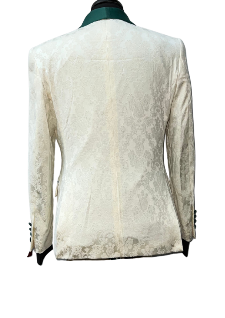Tazzio Ivory & Emerald Damask Pattern Suit
